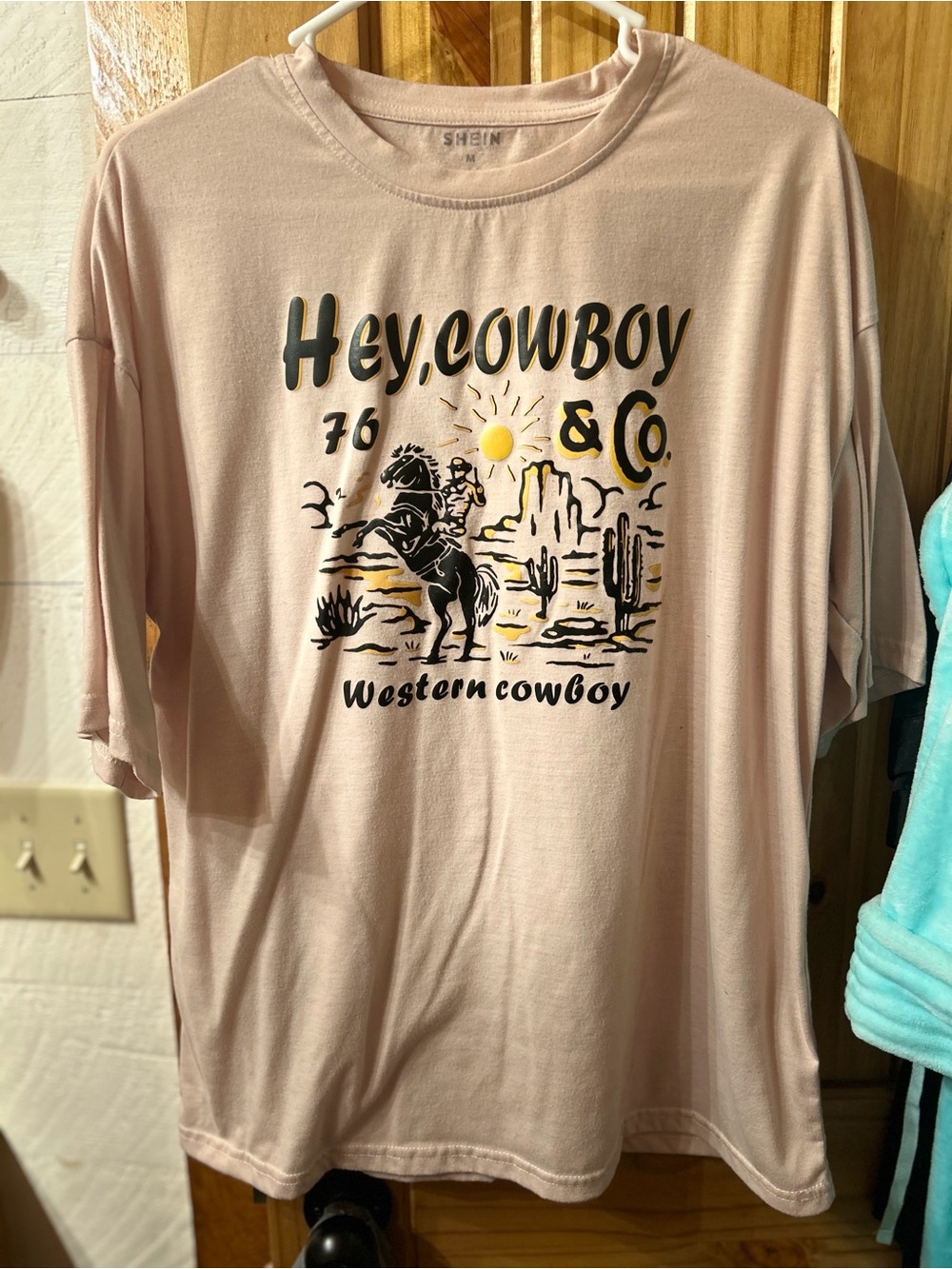 SHEIN Women’s Hey, Cowboy Western Graphic Tee - Beige/cream